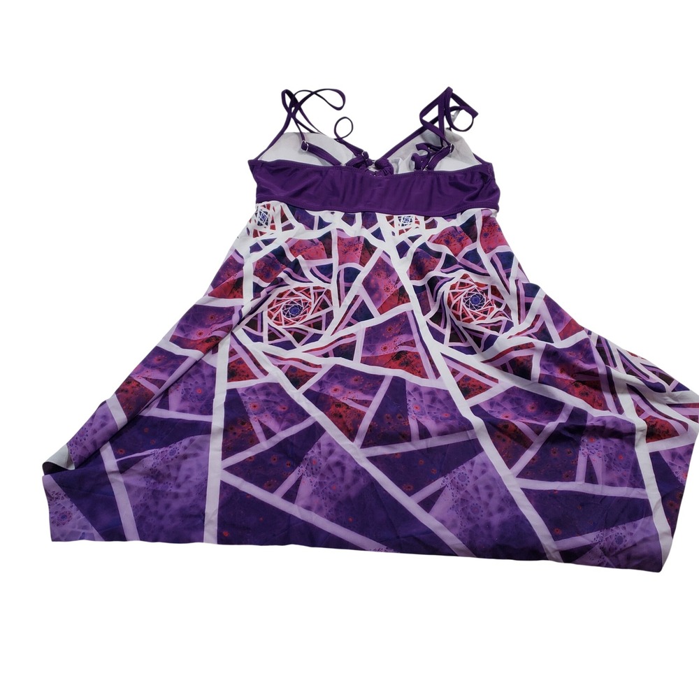 Unbranded Women Geometric Fractal Print Swim Dress Large Purple - Picture 4 of 5